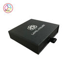 Black Jewelry Paper Gift Box Silver Foil Stamping Textured Surface